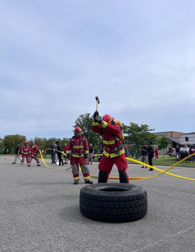 Team BC performing a physical task for the competition