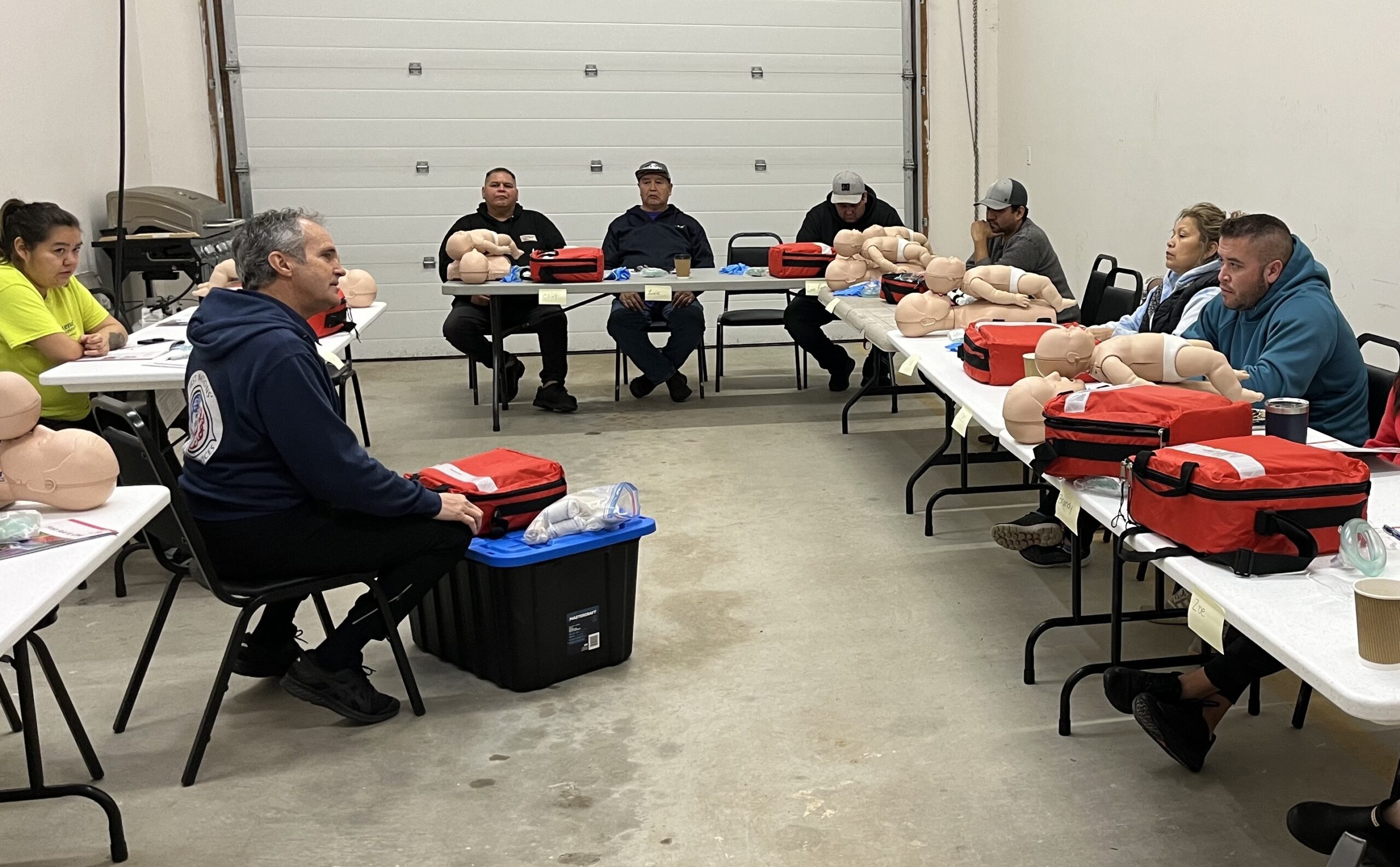 Reo delivering first aid training in Tla'amin First Nation