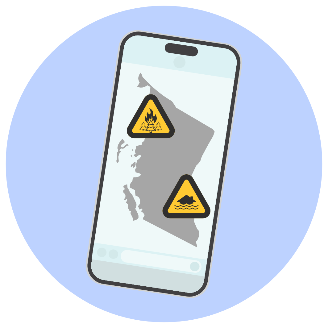 graphic of a cellphone with a map of BC
